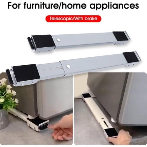 1Pair Heavy Duty Telescopic Appliance Roller Washing Machine Refridgerator Freezer Mover Wheel 300kg Load with Brake