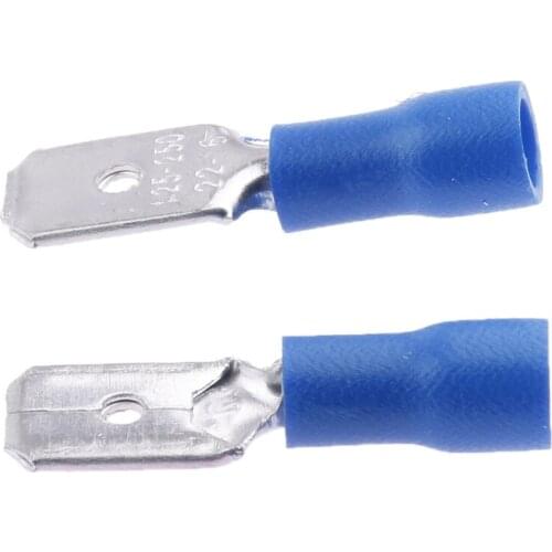 100pcs Blue Insulated Electrical Wire Terminals Crimp Connectors Spade Kit