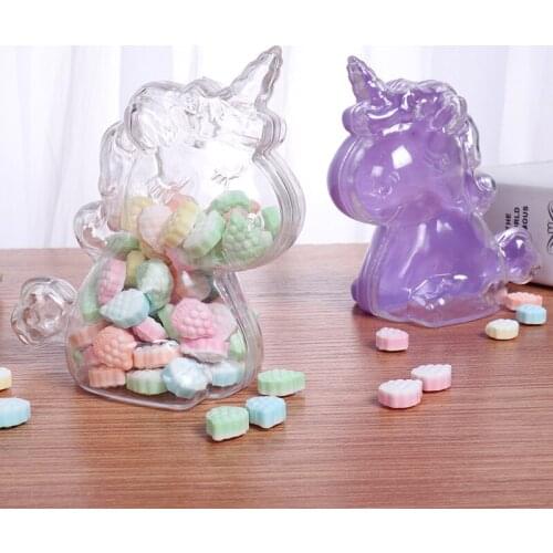 12pcs /lot Plastic transparent unicorn candy box creative cartoon candy box