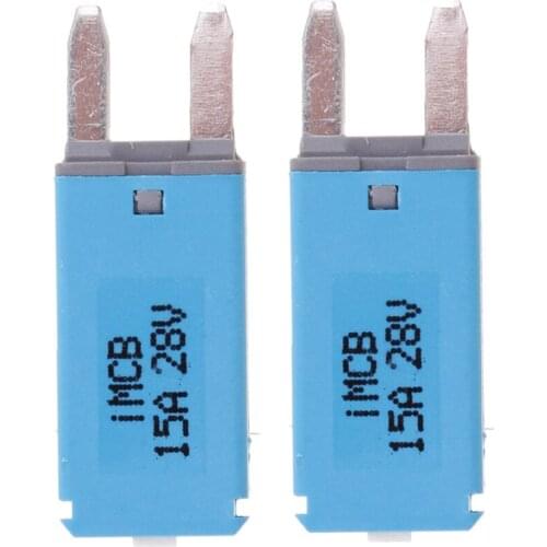 2 pcs 15A Blade Fuse Car ATM Mini Kit Circuit Breaker Manual Reset