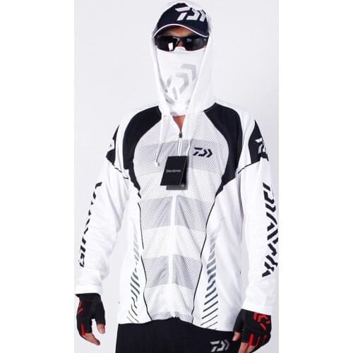 2022 Famous Brand Men Mesh Breathable Hood Mens Daiwa Sports Fishing Outdoor Fishing Clothes Dawa New White Fishing Jersey Pesca