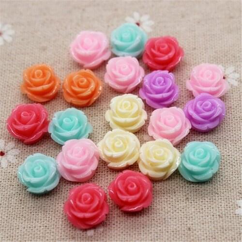 Mix Colors 30pcs 14mm Cute Resin Rose Flower Flatback Cabochon Appliques/Wedding Decoration Craft