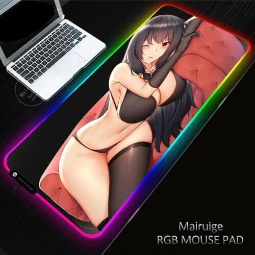 40X90CM Anime Sexy Busty Girl LED Light Gaming Laptop XXL MousePads RGB Large Keyboard Non-Slip Desk Mat Mousematforpc for Csgo