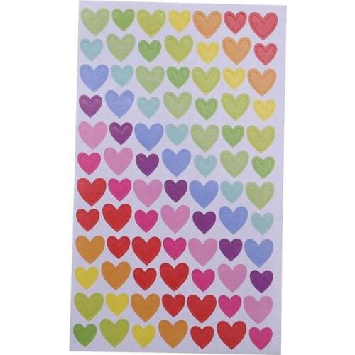 6 Sheet Colorful DIY Photo Album Sticker Love Heart Five-pointed Star Round Circle Rainbow Color Kids Stationery Diary Stickers