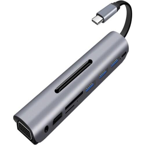 9 In 1 Type-C to VGA HDMI-compatible Converter Docking Station USB 3.0 4K HUB PD Charging For Macbook for Phone