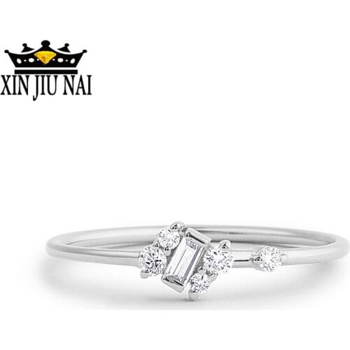 925 Anillos Silver Square Diamond Zircon 18k Engagement Tail Ring With Diamond-shaped Fine Rhinestone Plata De Ley 925 Kyanite