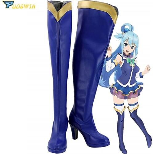 Aqua Shoes Cosplay KonoSuba: Gods Blessing on this Wonderful World! Aqua Cosplay Boots High Heel Shoes Custom Made