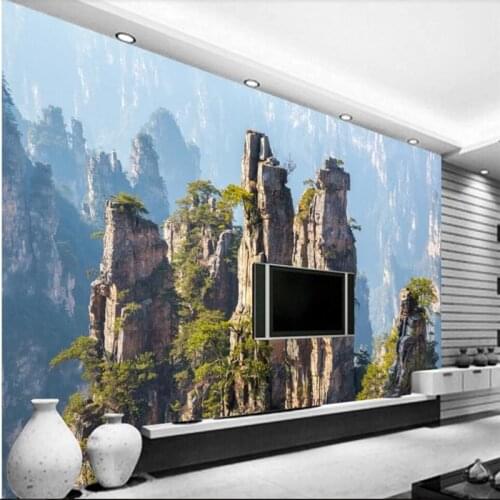 Beibehang China Zhangjiajie Dashan scenic TV background wall custom large mural green wallpaper papel de parede para quarto