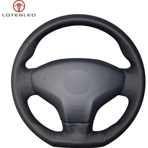 LQTENLEO Black Artificial Leather Steering Wheel Cover For Citroen Elysee C-Elysee 2014-2019 New Elysee Peugeot 301 2013-2019