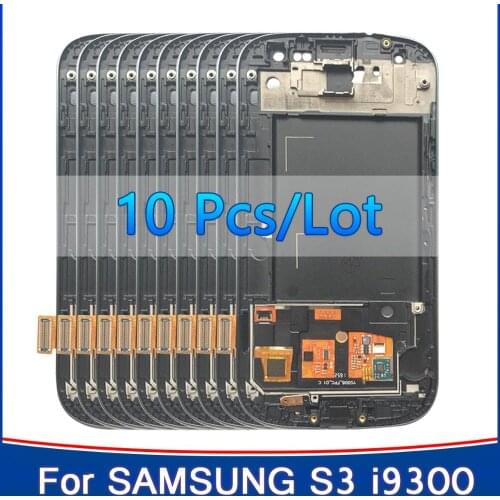 10PCS For SAMSUNG Galaxy S3 Display i9300 i9300i LCD Touch Screen Digitizer Replacement For SAMSUNG S3 LCD Screen with Frame