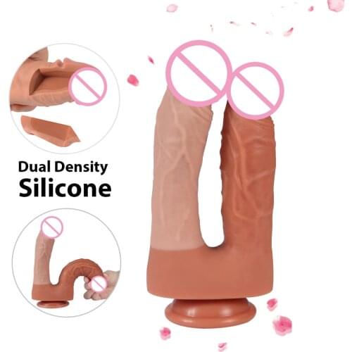 Double Vagina Anal Dildo Realistic With Suction Cup Penis Dick Cock Dual Big Dildos for Women Lesbian Erotic Adult Sex Toys Shop