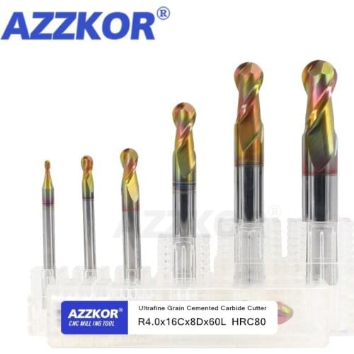 Milling Cutter Cutting Stainless Steel Alloy Coating Tungsten Steel Tool Cnc Maching Hrc80 Ball Nose Endmill Top Machine Endmill