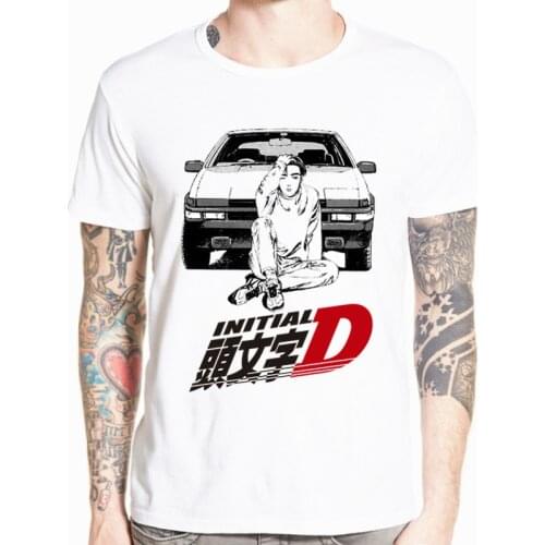 Japanese Anime T-shirt O-Neck Short Sleeves Summer Men Print Drift Casual AE86 Initial D Homme T Shirt Streetwear CAR T-shirt