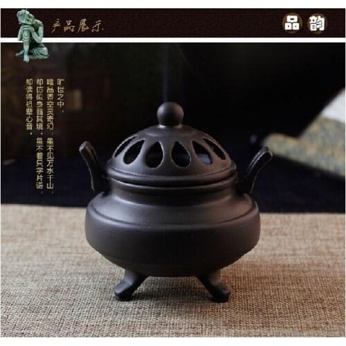 Purple clay Tripod furnace incense burner, censer, aloes, tower incense, sandalwood furnace, Buddha, onsale
