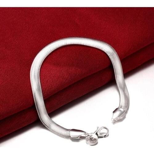 Hot sale fashion 925 sterling silver Bracelet for man woman classic 6MM Flat snake bone chain Wedding party Gifts Street jewelry