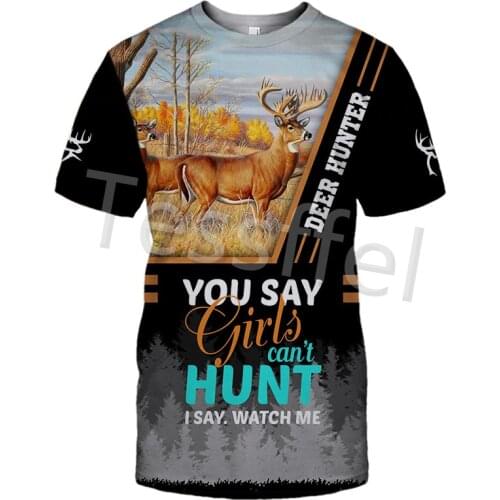 Tessffel 3D Printed Camouflage Hunting Deer Hunter New Summer Harajuku Short Sleeve Mens T-shirt Unisex Streetwear Top Style-4