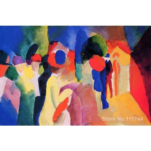 Oil painting from photo Woman with a Yellow Jacket by August Macke High Quality Handmade
