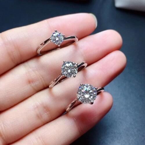 Moissanite ring 0.5CT 1CT 2CT VVS Lab Diamond with Certificate 925 silver rings for women Wedding Engagement Gift Free shipping