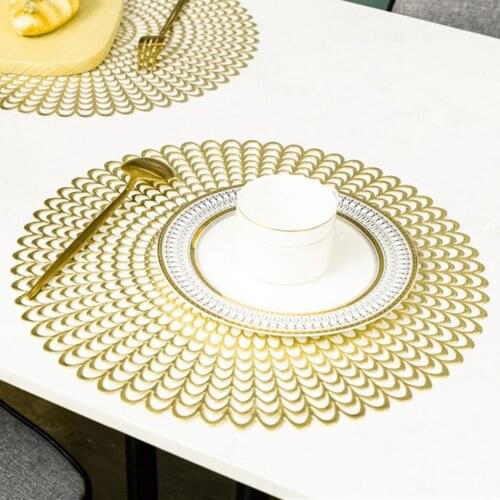 Bowl Mat Stain Resistant Easy to Clean Circular Hot Stamping Dining Table Mat for Cafes