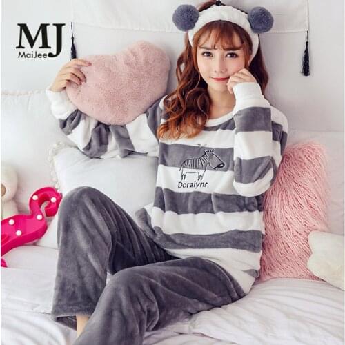 MJ108A Warm Pajama Set Flannel Pizama Damska Pijamas Women Lingerie Pigiama Donna Pyjamas Women Pyjama Femme Pajamas Pyama Woman