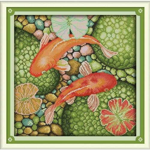 The red carp cross stitch kit 14ct 11ct count print canvas stitching embroidery DIY handmade needlework