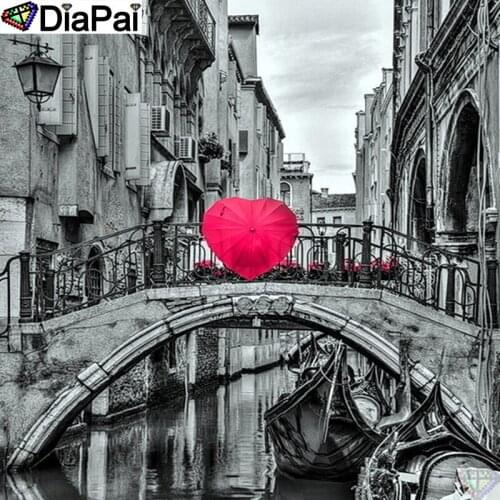 DIAPAI 5D Diamond Embroidery Needlework Kit "Bridge boat scenery" Diy Diamond Painting Cross Stitch Home Decoration Gift A26162