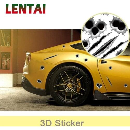LENTAI Car Sticker Cover Bullet Hole 3D Styling For Hyundai Solaris I30 creta IX25 Suzuki Swift SX4 Lada Vesta Granta Kalina