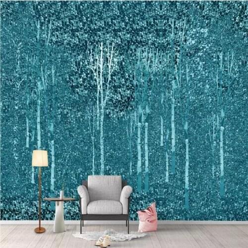 Wall Decor Blue Wallpaper for Living Room Modern Custom 3 d Wall Murals Living Room Bedroom Desktop Abstract Forest Wallpaper