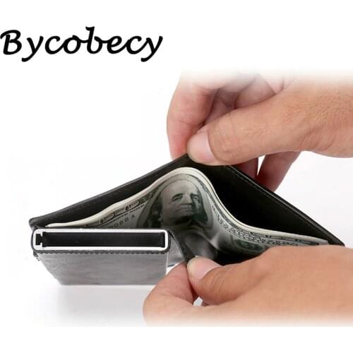 Bycobecy Men Credit Card Holders Fashion Business RFID Credit Card Aluminium Case Automatic Bank Card Purse Smart Mini Wallets