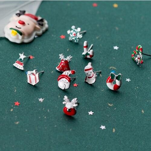 PONYKISS Romantic 100% 925 Sterling Silver Sweet Candy Cute Snowman Stud Earrings Girl Christmas Delicate Accessory Lovely Gift