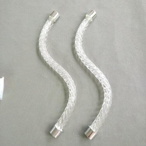 2pcs/lot 12"300mm)x70mm transparent twisted chandelier arm elbow "S" arch pipe with silver cap lighting accessories