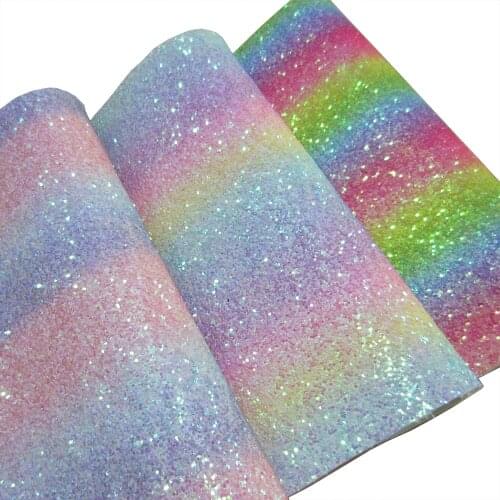 Rainbow Chunky Glitter Fabric Leather A4 Sheet For Bows Earring Craft Sewing DIY F0025