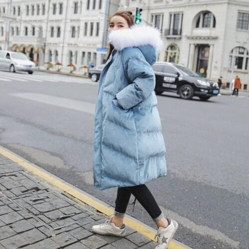 2019 Sale Solid Real Time Korea Chic Heavy Seta Lead Cotton Woman Long Overknee Cotton-padded Jacket Bread Serve Loose Coat