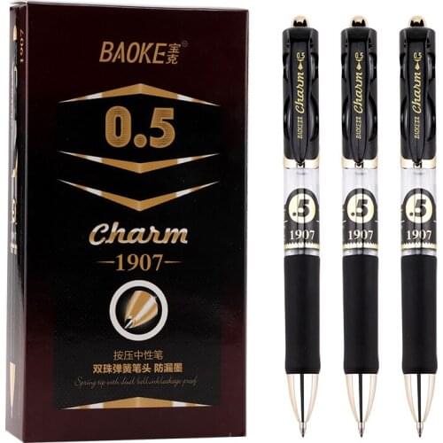 12 Boxed Burke Pc1907 Press Neutral Pen Signature Pen Press Water Pen 0.5mm Examination Black Carbon Office Pen