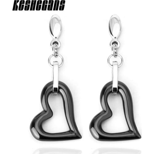 New Sweet Heart Shape Black White Color Heart Design Drop Earring Fashion Jewelry Gift For Women Wedding Party Simple Styles