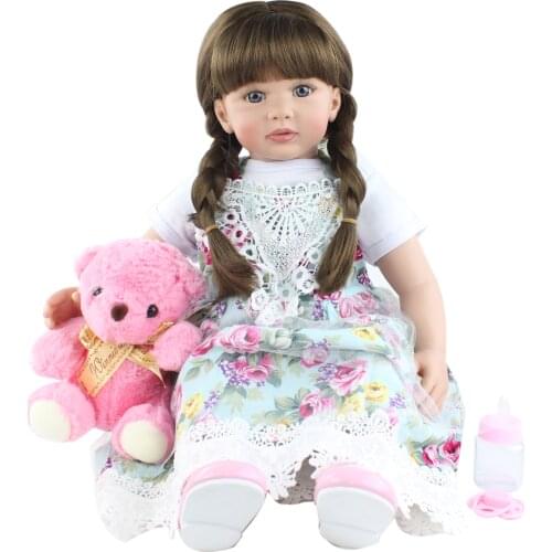 60cm Silicone Reborn Toddler Doll For Girl Cloth Body Long Hair Princess Baby Lovely Kids Birthday Gift Play House Dress Up Toy