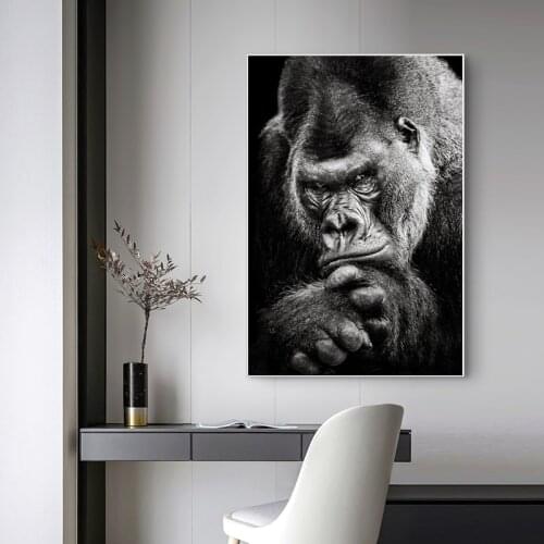 Modern Wall Art Canvas Painting Abstract Monkey Orangutan Thinking Posters and Prints Wall Pictures for Living Room Art