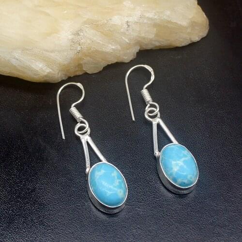 Gemstonefactory Big Promotion Single Unique 925 Silver Elegant Blue Jasper Women Ladies Gifts Dangle Drop Earrings 20212445