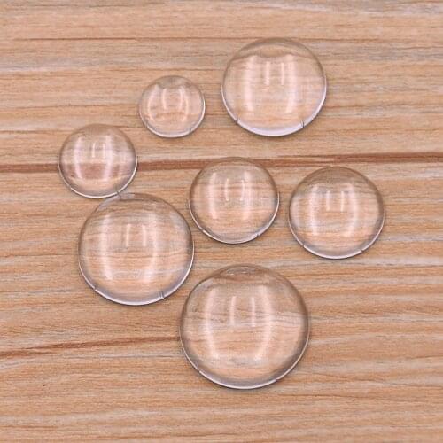 1Pack 7 Sizes Round Flat Back Hemisphere Glass 8-20mm Transparent Clear Crystal Cabochon Cameo For Diy Jewelry Making Findings