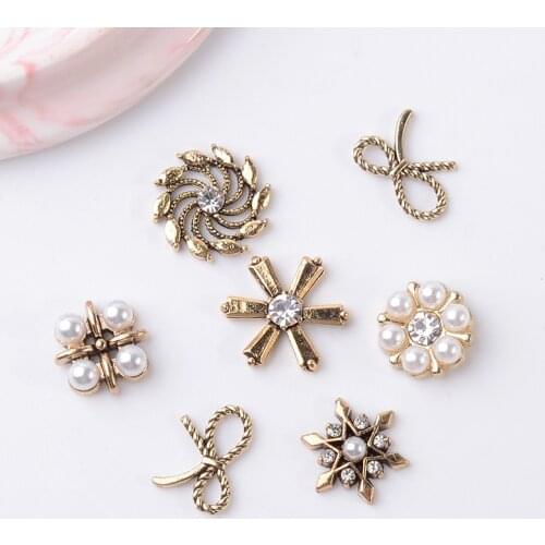 10 Pieces Vintage Pearls Applique Apparel Rhinesone Buttons Sewing Shoes And Clothing Ornaments