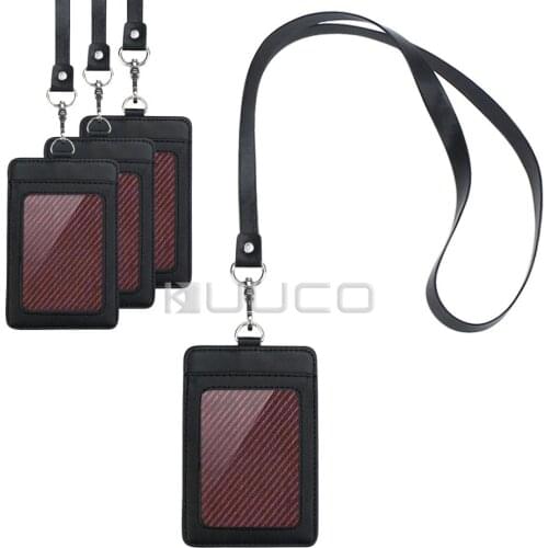 20 PCS/LOT ID Card Holder/Badge Holder/Card Sleeves/PU Card Holder with Lanyards for Business/Staff/School/Church etc