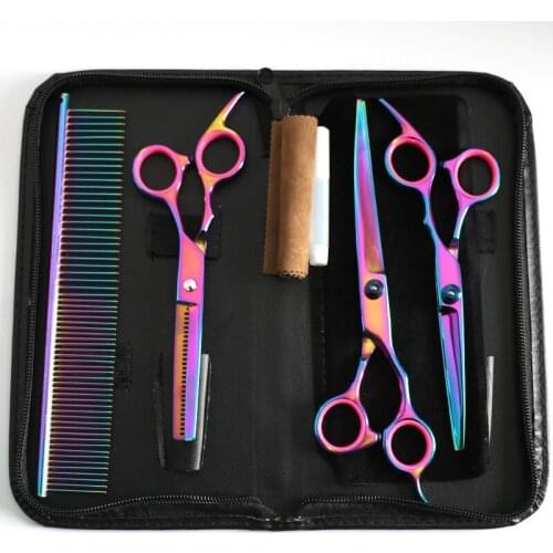 3pcs Veterinary Pet Hair Clipper Set Color animal Dogs cats shaving Hairdressing scissors tools curved scissors four-piece set