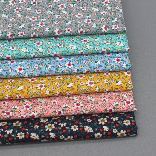 50*147cm Fresh Pastoral Style Cotton Small Floral Fabric Garment Printing Plain Weave Fabric Handmade DIY Fabric