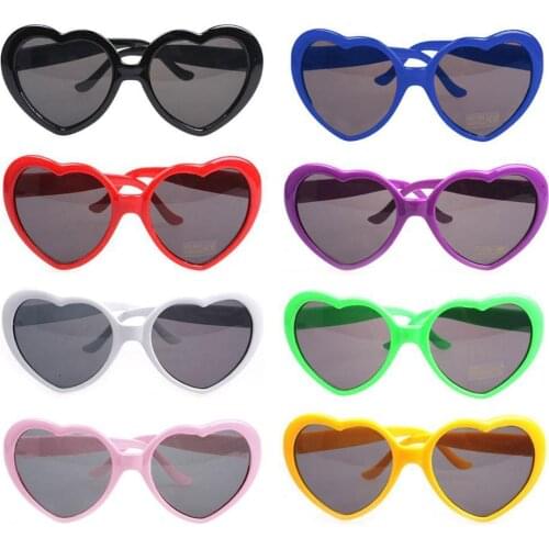 8 Colors Love Heart Effects Refraction Glasses Sunglasses Women PC Frame Light Change Love Heart Lens Colorful Party Supplies