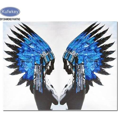 Full Square/Round Drill 5D DIY Diamond Painting"Indian feathers Woman'5D handmake decorative embroidery mosaic girl cross stitch