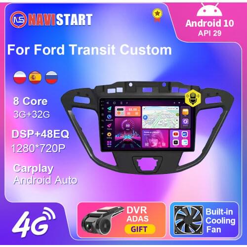 Car Radio For Ford Transit Custom 2013-2018 GPS Navigation 2 Din Android 10 Multimedia Stereo Player Audio Carplay WIFI No DVD