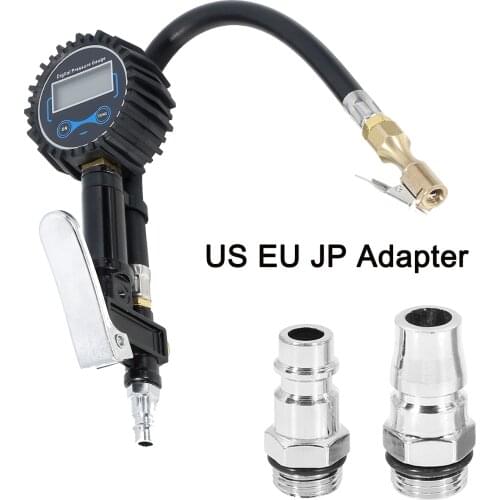 X Autohaux 0-220PSI Car Digital US JP EU Tire Pressure Inflator Gauge Set Backlight Tester Air Intake Nozzle Portable Manometro