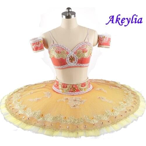 The Corsair pancake tutu Split two piece Professional Tutu yellow orange Ballet Variation Custom Made Pancake Tutu La Bayadere