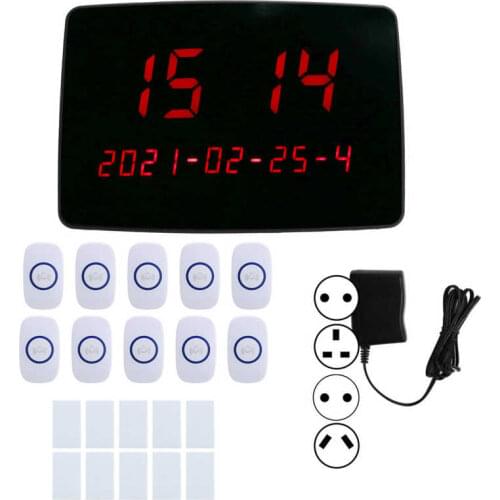 SU-A01Wireless Calling System Pager Button Receiver System+10 Coaster Receiver For Church Nurse Bank Hotel Hand-Held Paging Tool