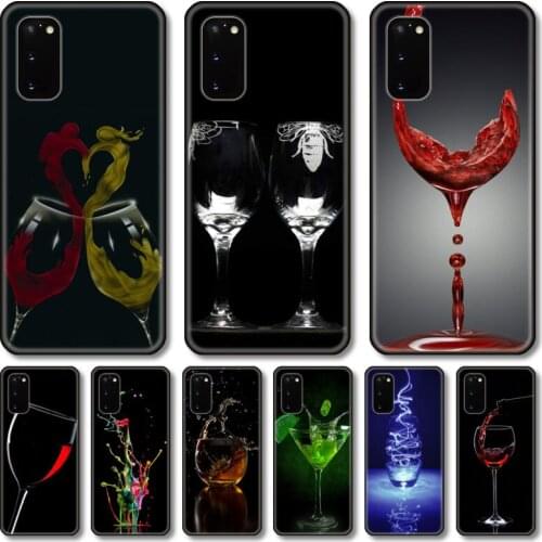Wine glass Phone Case For Samsung Galaxy Note S21 20 10 9 E Lite UW Ultra 5G PRO Black Shell Cover
